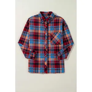 Red Plaid Print Loose Vintage Shirt
