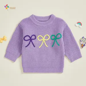 Baby Girl Knit Sweater Cute Bow Chunky Knitted Pullover Sweatshirt Toddler Girls Fall Winter Clothes