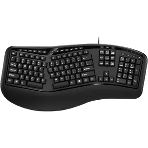 Split Keyboard AKB-150UB Comfort Ergo Design with Palm Rest, 105-Key  Layout, USB Connectivity, Multimedia & Internet Controls