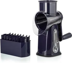 5-In-1 Rotary Cheese Grater with Handle – Stainless Steel Blades, Vegetable Slicer & Shredder, Nut Grinder, Carrot & Cabbage Grater, Easy-To-Clean Kitchen Tool (Purple) EKATERINA77