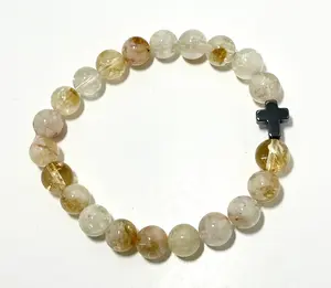 Faith & Light – Citrine and Hematite Cross Grounding Bracelet