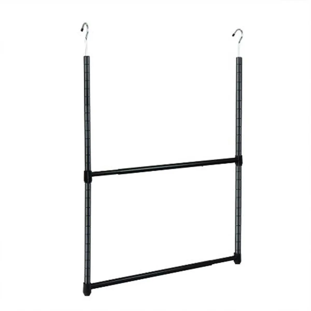 oceanstar Chrome Finish Metal Closet Hanger Rod, 2-Tier Adjustable & Expandable Wardrobe Organizer, Portable, Hassle Free Assembly, Bathroom, Hang-On