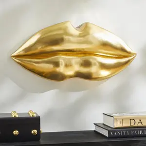 Z Gallerie Grand Lips - Gold & Silver Gift Wall Decor Modern Abstract Art Decoration