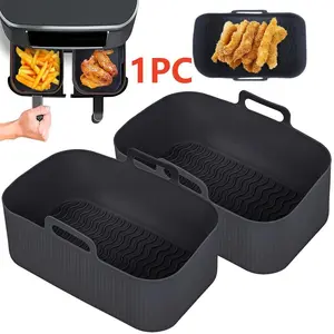Air Fryer Silicone Pot, 1 Count Rectangular Air Fryer Silicone Tray, Baking Tray for Home Kitchen Dining Room Picnic, Air Fryer Accessories