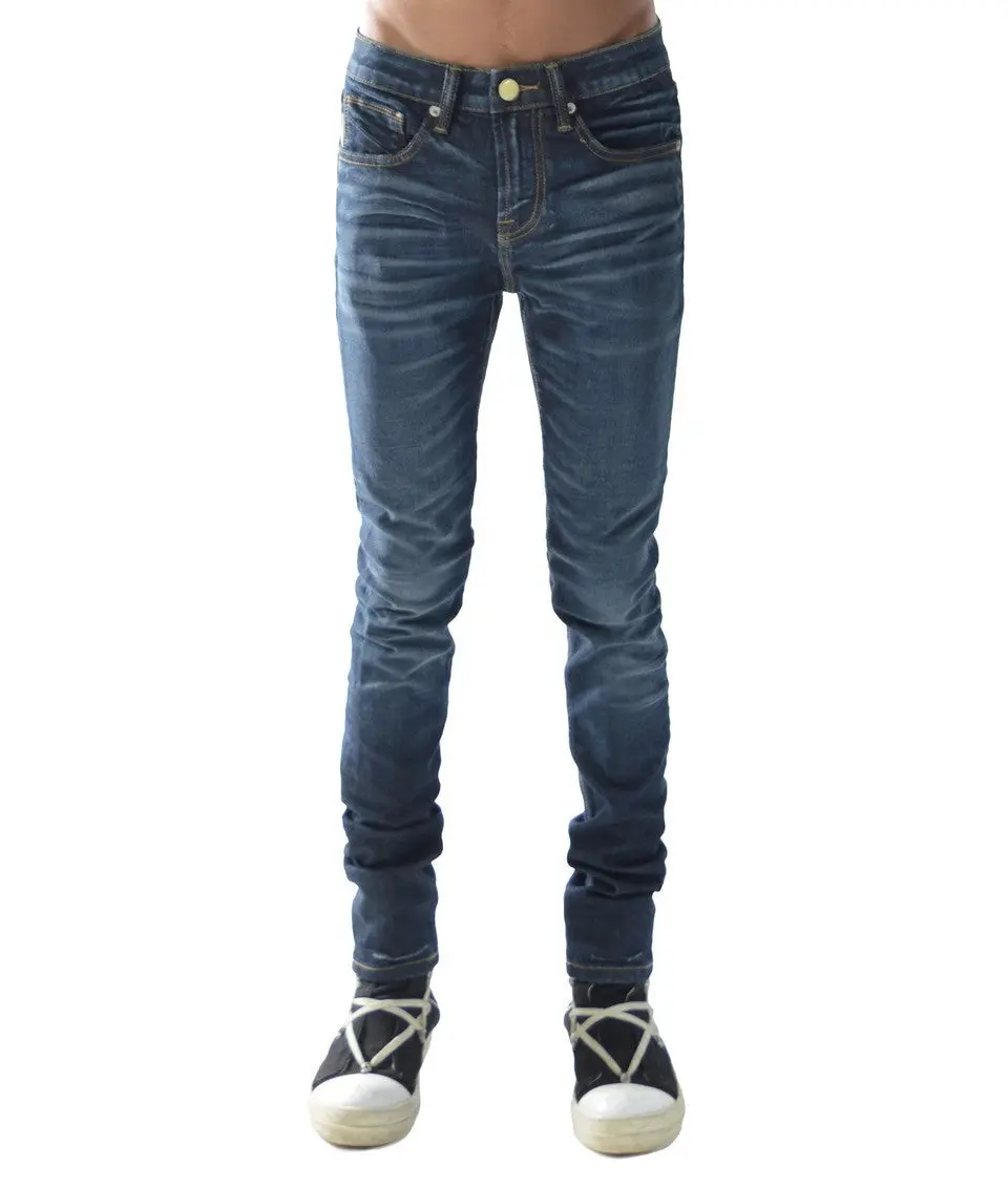 Strat Super Skinny Jeans – Light Sand Blue, Ripped Stretch Denim