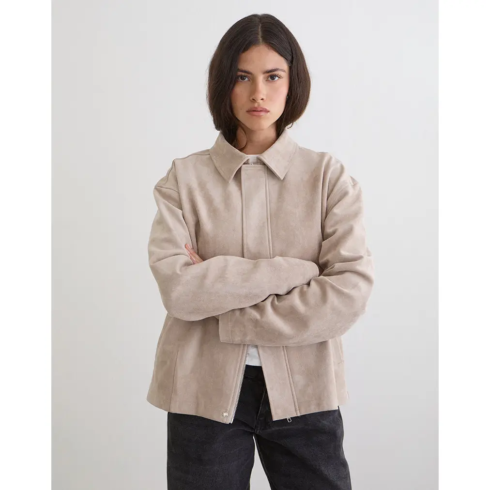 Dante Boxy Jacket in Faux Suede Tan