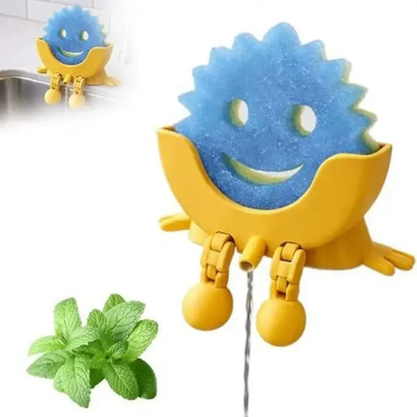 Modern Bed-Shaped Sponge Holder for Scrub Mommy & Daddy Sponges, Funny Self-Draining Sink Caddy for Hygienic Kitchen Organization, Organiser