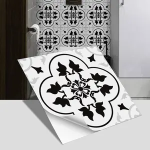 12pcs/24pcs Waterproof Thickened Self-adhesive Floor Tiles, Linear Pattern Design, Suitable for Kitchen Backsplash, Stairs and Bathroom Floor Decoration, 7.87 inches X 7.87 inches, 11.81 inches X 11.81 inches