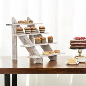 4-Tier Whitewashed Wood Display Riser