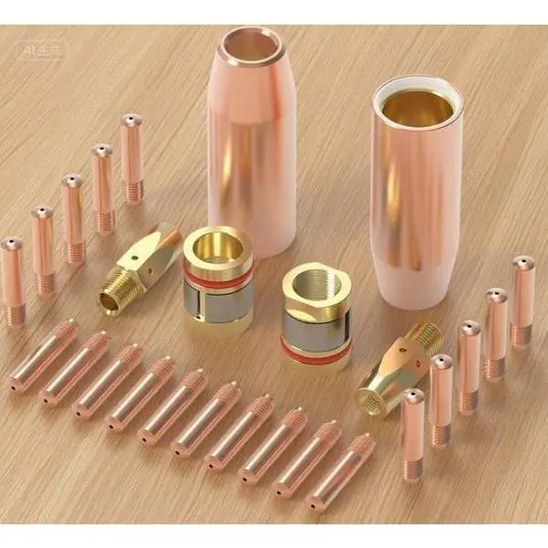 .045" MIG Welding Torch Accessory Kit - 045 in Tip, 20 Contact Tips, 2 Gas Nozzles, 2 Adapters, Nozzle Diffuser Set, Miller Compatible, Consistent Welds, Heat Resistant, Medium Duty for DIY Repairs, Fits Miller Millermatic, M-25/M-40 Hobart Torches, .045