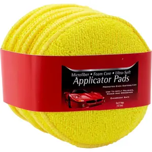 Microfiber Polishing Pad and Cleaning Pads for  Detailing, 5 Inch Diameter, Yellow, 6 Pack