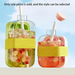 Two-In-One Press Ice Cube Cup with Straw, Summer Essential, Silicone + PP Material, Easy Demolding, Outdoor Sports Drinkware, Party Supplies