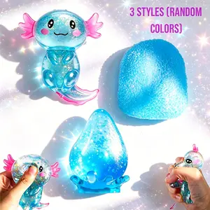 3 Styles Random Color Flashing Axolotl Stress Relief Toy, Soft Elastic Unisex Toy, Stretchy Squishies, No Battery Required, Perfect for Relaxation