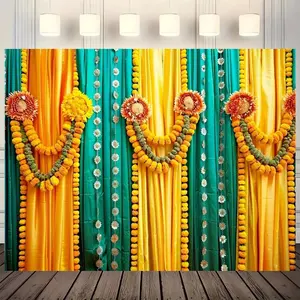 Indian Splicing Banner, 1 Count Colorful Wall Decor Backdrop, Party Decoration Supplies for Home Garden Wedding Birthday, Wall Hanging Backdrop