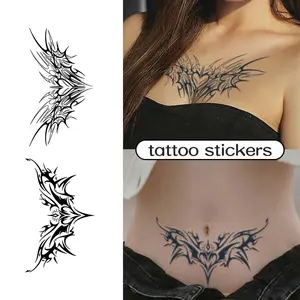 1pc Charming Tattoo Stickers Fake Tattoos Waterproof Lasting One To Two Weeks For Girls Belly Chest Back Waist Non-Reflective Thorn Cyan
