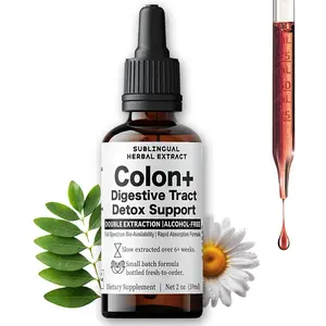 Colon + Digestive Tract Detox Support Drops | Herbal Extract | with Senna Leaf | 2 oz. Bottle - 59 Servings | Alcohol-Free | Vegan | US-Made