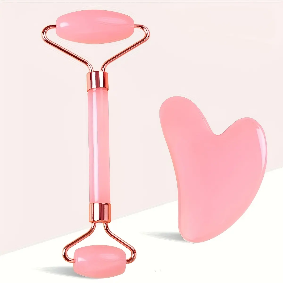 2-Piece ABS Material Lightweight Facial Roller Massager & Heart-Shaped Gua Sha Board Set with Box, Portable, Swelling-Reducing, Relaxing Christmas Gift for Skincare Enthusiasts, Reduces Swelling