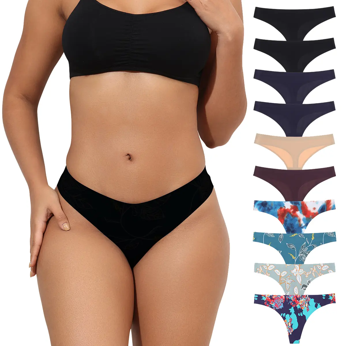 LEVAO 10 Pack Women’s Seamless Thongs – No Show, Low Waist G-String Panties, Soft & Breathable Underwear S-XL