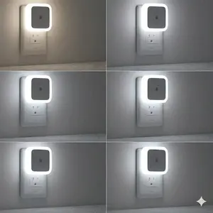 LED Night Light Lamp with Smart Sensor Dusk to Dawn Sensor, Daylight White, 0.5W Plug-in, 6-Pack – Energy Efficient Wall Lights for Hallway, Bathroom, Bedroom, and Kitchen