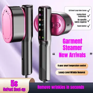 Garment Steamer for Clothes, Portable Travel Clothing Steamer Iron,1200W Portable Steamer ＆ Iron 2 In 1, 13s Heat Up, LED Touch Display with 5 Modes, Large Ceramic Heat Panel, 110ml Tank, Garment Steamer for Home and Travel , New Year Gift