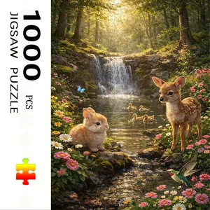 1000 Piece Streamside Animals Puzzle, Large Adult Family Interactive Toy, DIY Home Decor Brain Challenge, Holiday Scene, Perfect Gift