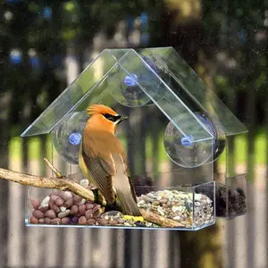 Transparent Window Hanging Bird Feeder with Suction Cups - Easy Clean & Tool-Free Installation Outdoor Bird House - Front Porch Decor & Pet Supplies for Wild Bird Watching