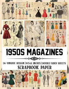 1950s Magazines: Elegant Decorative Sheets Ideal for Papercrafts, Collages, and Artistic Endeavors
