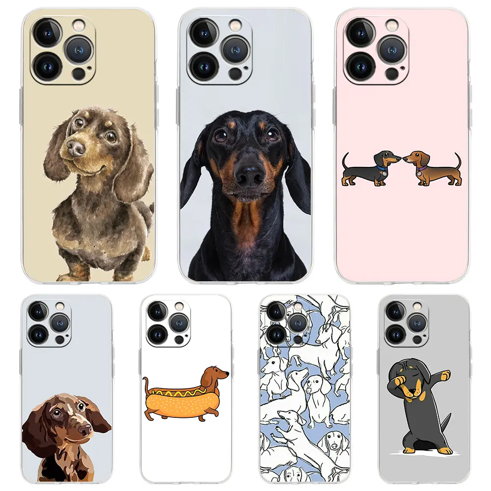 Dachshund S-Sausage Dog Cute Transparent Phone Cases For iPhone 17 16 15 14 13 12 11 Promax Pro Air Plus Clear Shockproof Silicone TPU Cover