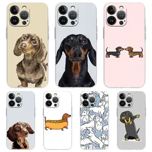 Dachshund S-Sausage Dog Cute Transparent Phone Cases For iPhone 17 16 15 14 13 12 11 Promax Pro Air Plus Clear Shockproof Silicone TPU Cover