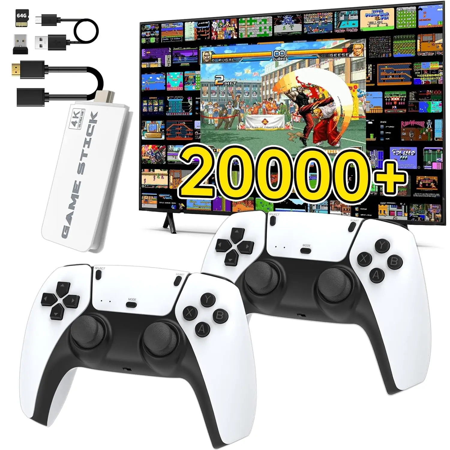 2025 New Upgraded RetroGame Console with 20,000+ Games,4K HDMl Output, Wireless Controller, Game Emulator, Arcade Communication Stick