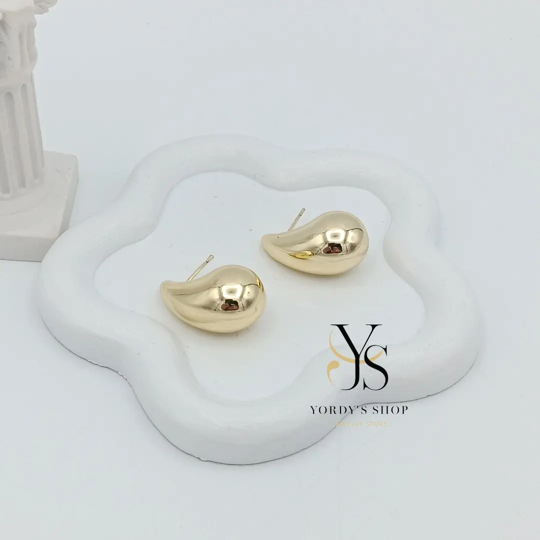 Yordy Elegant Water Drop Earrings in Stainless Steel with 14K Gold Plating - Available in 0.5, 0.3, and 1 Inch Sizes for Versatile Style