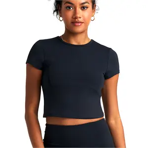 POPSUGAR PS Short Sleeve Athletic Tops for Women, Fitted Feminine Seamed Workout Shirts Gym Running Yoga Tshirts