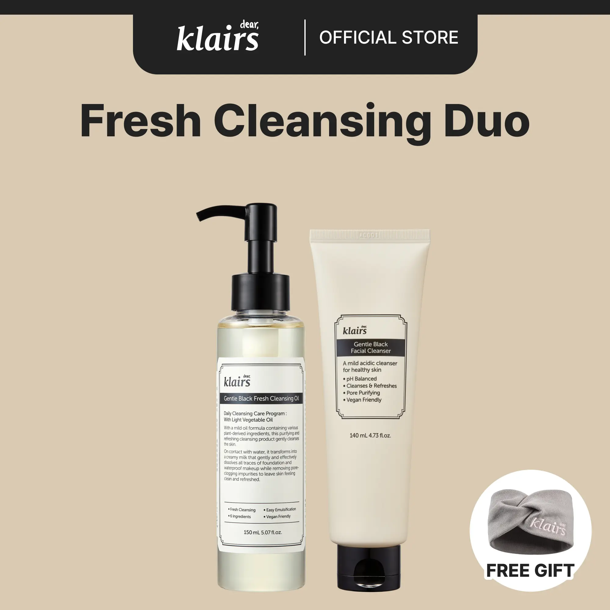 [Dear Klairs Official] All About Fresh Cleansing Kit 2pc, Vegan, Double Cleansing