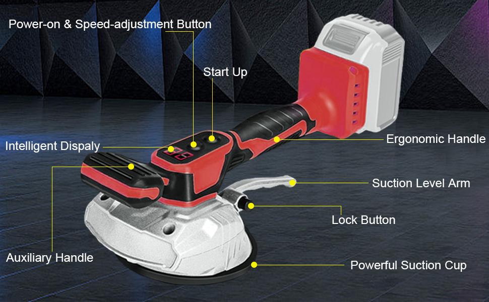 Tile Vibration Tool for Mil-wauke 18V Battery, Tile Max 25000r/Min, 150W Tile Suction Cup Tool with 8 Speed, Suction Cup, Display for Tile Wall Tile Vibration Tool for Mil-wauke 18V Battery, Tile Max 25000r/Min, 150W Tile Suction Cup Tool with 8 Speed, Suction Cup, Display for Tile Wall