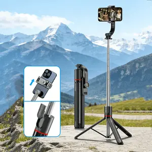 New Stable F15 1.7m Selfie Stick Tripod, Tripod Stabilizer, 360 Degree Adjustable Level and Vertical Shooting, Compatible with Foldable Phone Camera, Selfie Accessories
