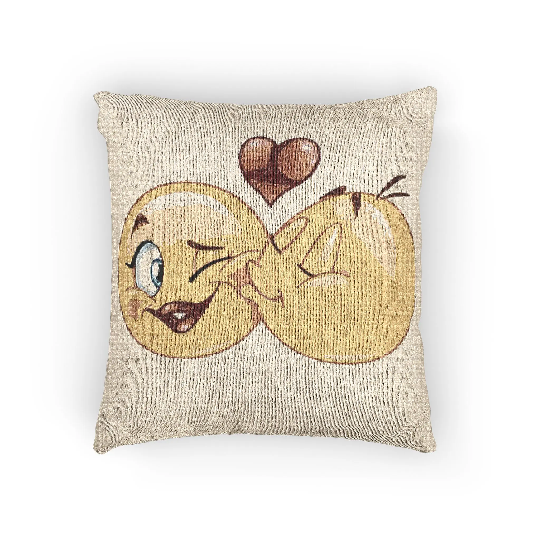 Cute Love Woven Pillow - Adorable Emoji Design for Cozy Spaces