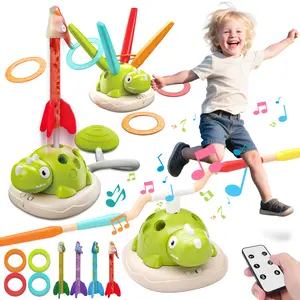 3-in-1 Dinosaur Active Play Toy - Engaging Fun Playtime Game with Jumping, Ring Toss, Stomp Rocket & Remote for Kids Ages 3-8
