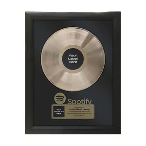 Custom Framed Gold or Platinum 12" Long Playing Record Award Displays with Customizable Design Options Decor