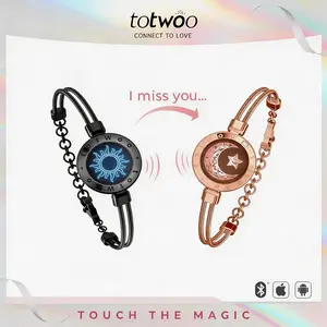 TOTWOO Couples' Long Distance Touch Bracelets - Women's Fashion Smart Bracelets, 1-to-1 Bluetooth App Pairing, Light-Up & Vibration Features, Romantic Girlfriend Gift