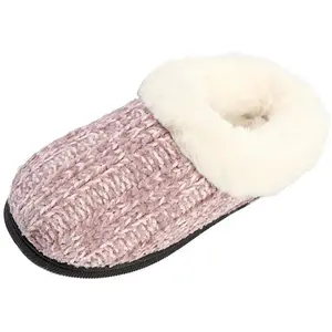 Roxoni Kids' Girls' Memory Foam Plush House Slippers – Fleece-Lined Crochet Clogs with Fluffy Rabbit Hair – Warm & Cozy Comfort - Purple 4/5