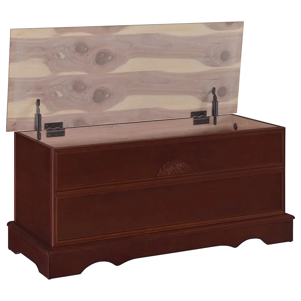 Paula Richly Finished Engineered Wood Locking Lid Cedar Chest - Warm Brown Home Organizer Storage Box for Family Bedding, Photo Storage, Ideal Gifts