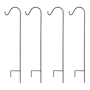 Ashman Shepherd Hook for Plants and Bird Feeders, 65 Inches Tall, 1 Side, 4 Pack