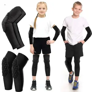 2Pc Kids/Youth 5-15 Year Sports honeycomb Compression Knee Pad/Elbow Pad Guards Protective Gear for Basketball Baseball,Football