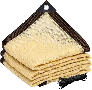 90% Shade Cloth, UV-Resistant — 10×13 ft beige Sun Shade Net with Reinforced Grommets, Heavy-Duty and Durable, Ideal for Outdoor Gardens, Patios, Sheds, Plant Covers, Greenhouses, and Chicken Coops.