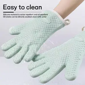 Heat-Resistant Silicone Gloves OvenMitts Up to 350℃ Non-Slip Design Waterproof Baby-Grade Material for Microwave & Steamer Safe Cooking Tools Bakeware Kitchen latex  gloves