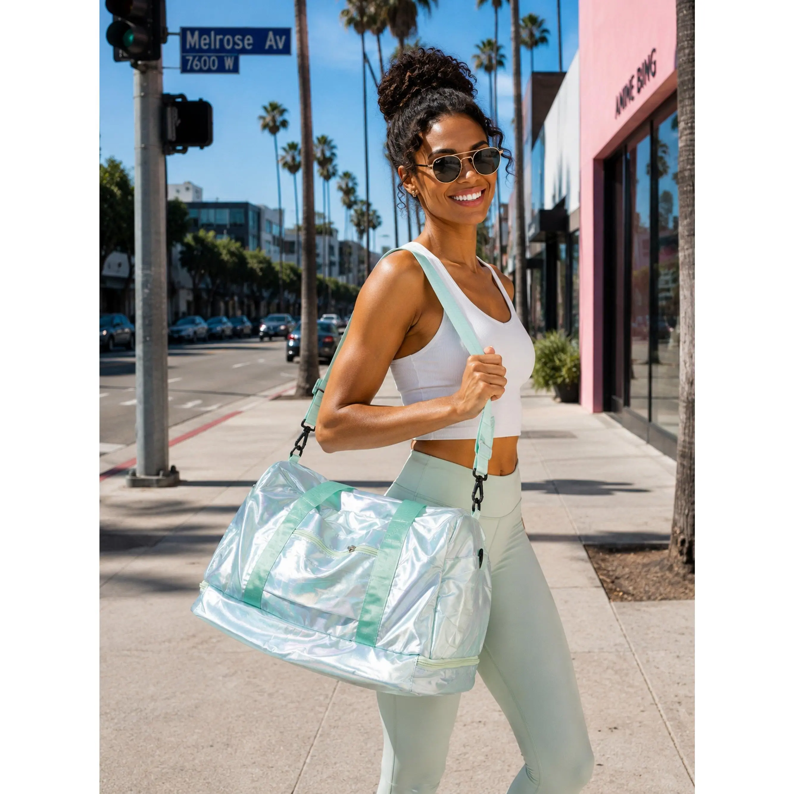 Custom Shining Duffle Bag with Pearls Letters