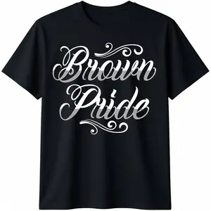 Pure Cotton Brown Pride Hispanic Latino American Chicano Mexican T-Shirt Fabric Menswear