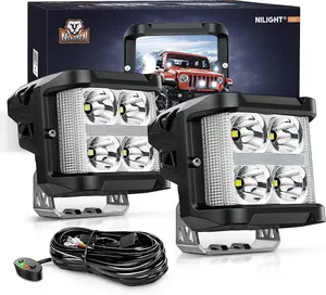 Nilight 4 Inch Side Shooter LED Light Pods - 26W Spot-Flood Combo Cubes with DRL Functionality, 16AWG Wiring Kit, LED Headlights for Truck ATV, Car Lights & Car Accessories, Cars Accessories