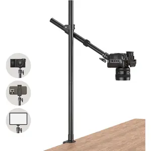 Camera Desk Mount, Overhead Camera Arm Stand for Desk with 360? Ball ,for DSLR Cameras, Cell Phones, Lights, Microphones