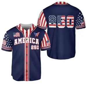 Patriotic Baseball Jersey, USA 250th Independence Day Shirt, Unisex Independence Day 4th of July Outfit